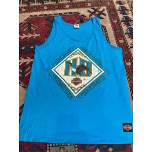 Vintage 1980s Harley Davidson Blue Tank Top Sturgis South Dakota Large USA
